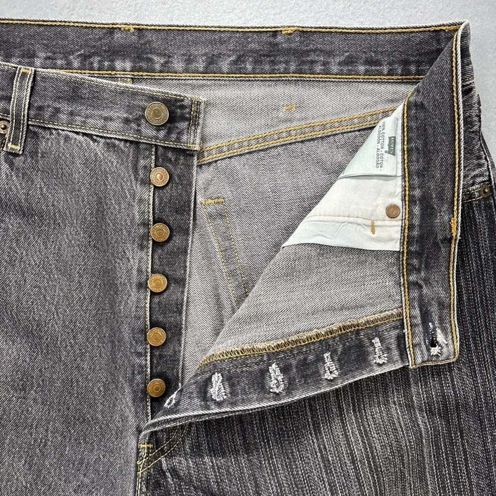 VTG Levi's 501 jeans‎ mens 38x32 2 tone black/gray button fly Straight Baggy